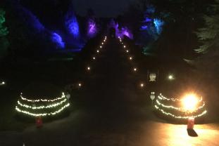 Driveway lit up at Condover Hall