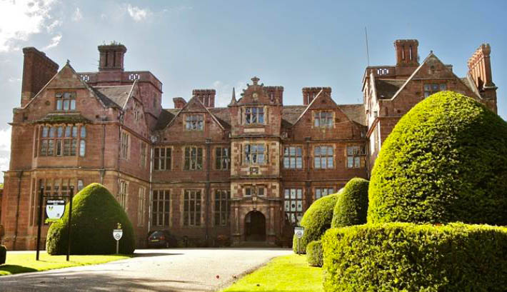 The front entrance at Condover Hall bathed in sunshine